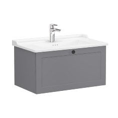 Vitra Root Classic 68808 Lavabo Dolabı, Tek Çekmeceli, 80 Cm, Mat Gri, Klasik Lavabolu